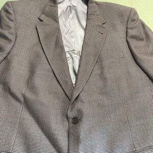Palm Beach Sport Suit Jacket Silk Wool Tan Herringbone 50L Classy Perfect Cond
